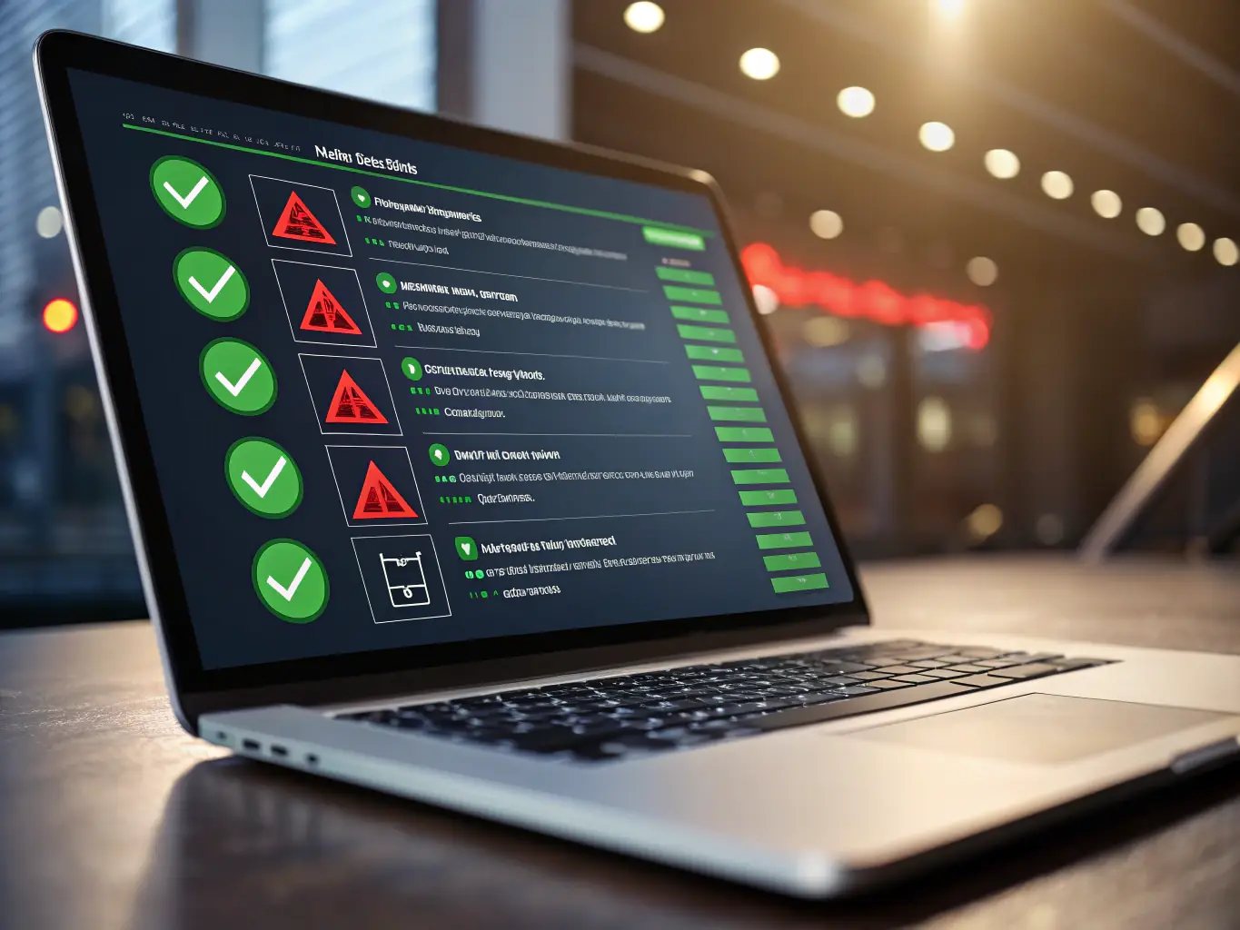 A clean, modern dashboard displaying real-time form testing results, with green checkmarks indicating operational forms and red alerts highlighting any detected issues. The dashboard is user-friendly and easy to navigate.