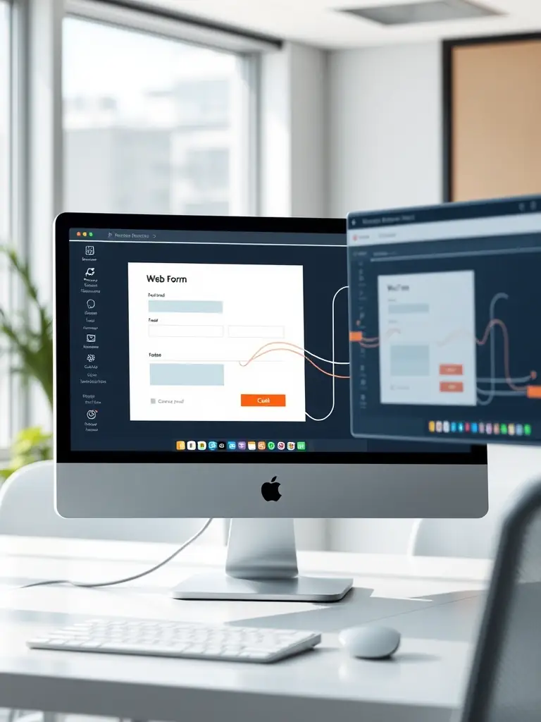 A visual representation of data flowing smoothly from a website form into a CRM system, highlighting the seamless integration ensured by Form-Ok.